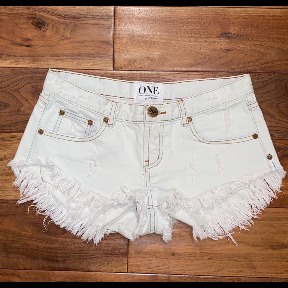 One Teaspoon Ultra Light Wash Denim Cutoff Shorts